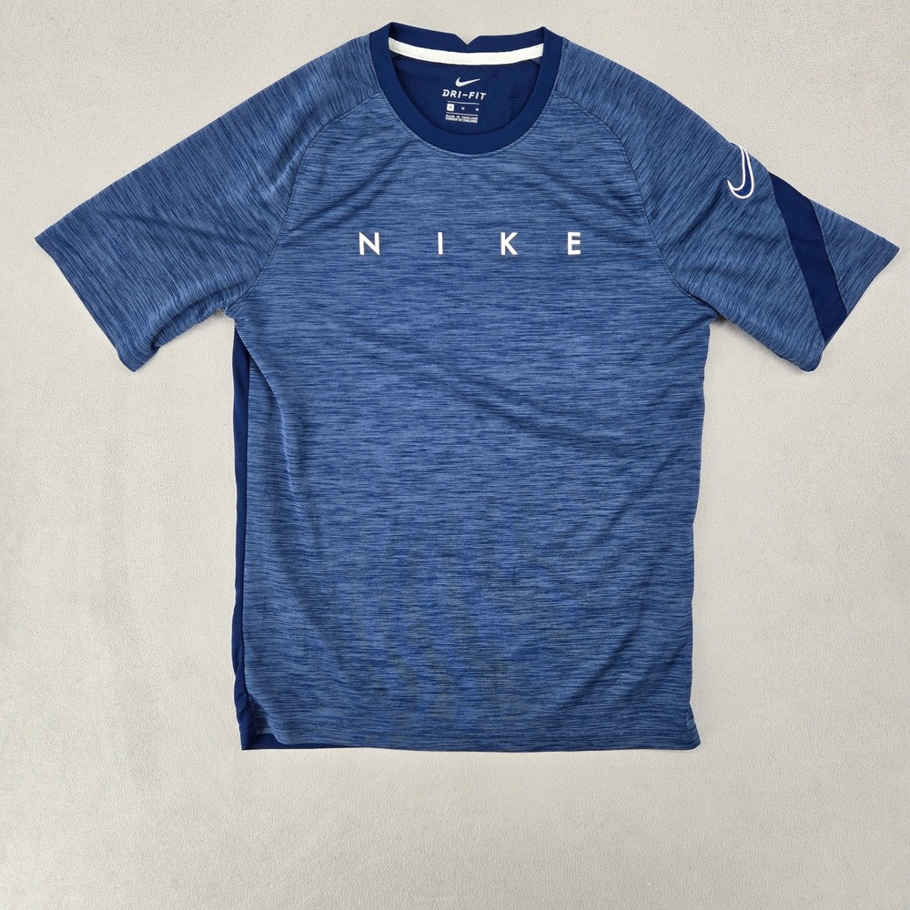 Nike Mens M Blue Dri-FIT Training Shirt Space Dye Activewear Sporty Technical